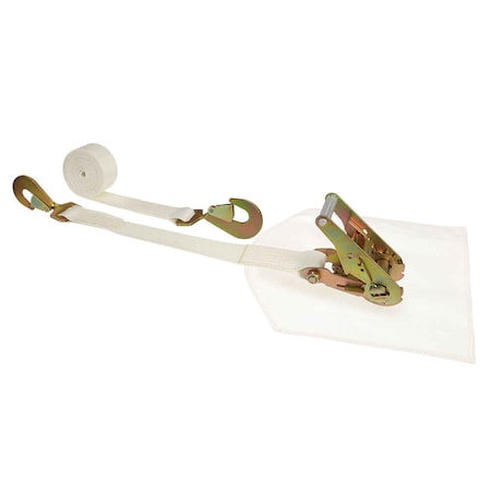 Us Cargo Control 2" x 16' White Tent Ratchet Strap w/ Cover & 10K Twisted Snap Hooks 5416TSH31-WHT-WRP